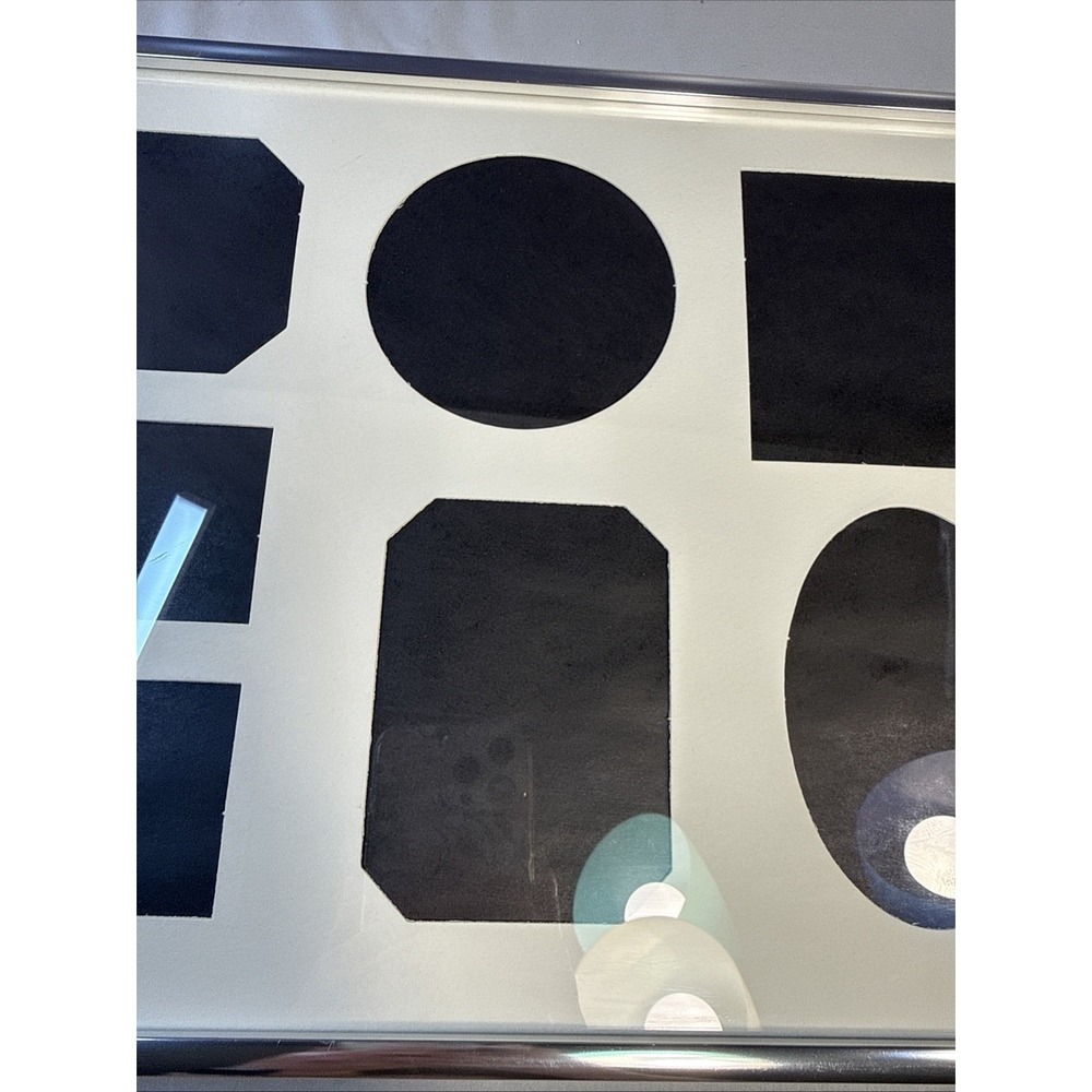 Vintage Silver Chrome Multi-Opening Collage Picture Frame with 7-Window Mat - Picture 3 of 12